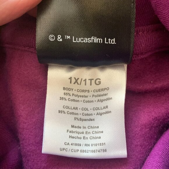 Star Wars Baby Yoda Pullover Hoodie Adult Unisex Sz 1X Built in Turtleneck - Picture 7 of 9